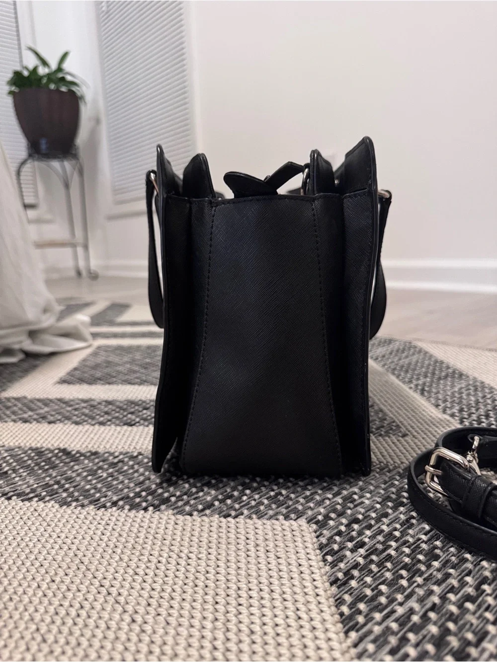 kate spade Black Saffiano Leather Satchel with Detachable Strap